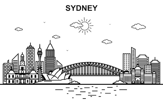 Vecteur contour de la ligne d'horizon de la ville de sydney en australie