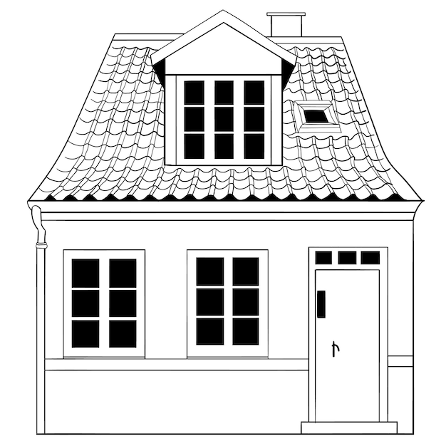 Vecteur contour de maison pour livre de coloriage