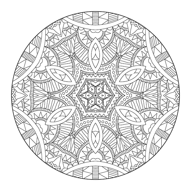 Contour Mandala Pour Cahier De Coloriage. Ornement Rond Décoratif. Modèle De Traitement Anti-stress