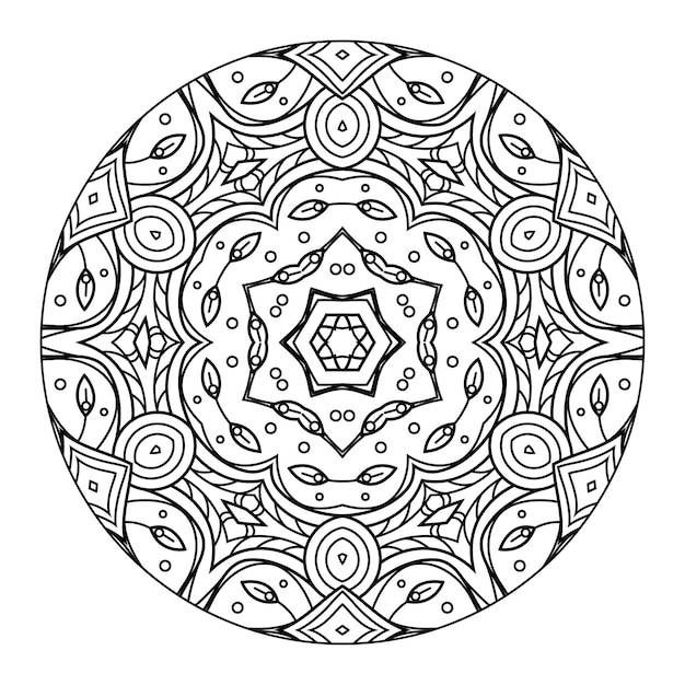 Contour Mandala Pour Cahier De Coloriage. Ornement Rond Décoratif. Modèle De Traitement Anti-stress