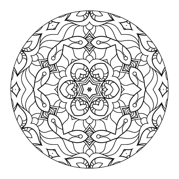 Contour Mandala pour cahier de coloriage. Ornement rond décoratif. Modèle de traitement anti-stress