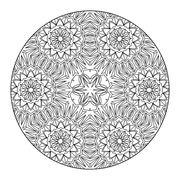 Contour Mandala Pour Cahier De Coloriage. Ornement Rond Décoratif. Modèle De Traitement Anti-stress