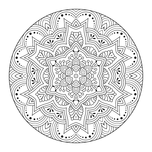 Contour Mandala Pour Cahier De Coloriage. Ornement Rond Décoratif. Modèle De Traitement Anti-stress