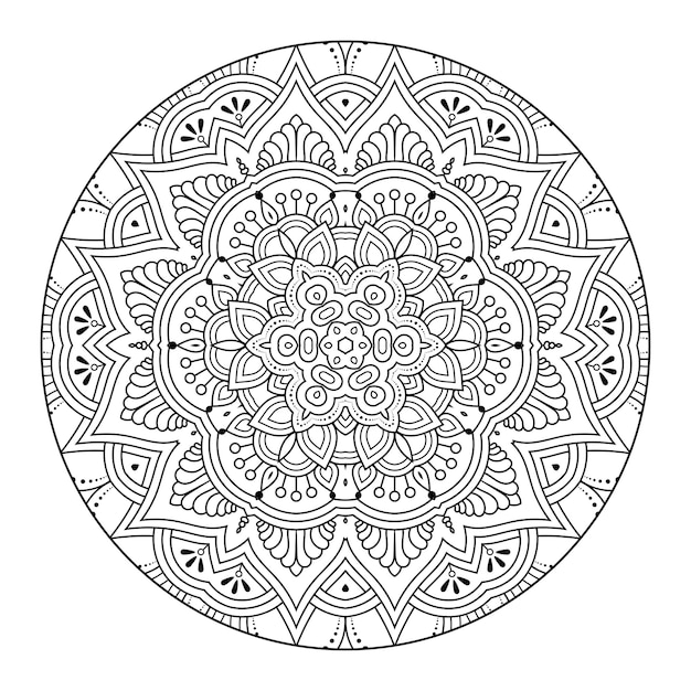 Contour Mandala Pour Cahier De Coloriage. Ornement Rond Décoratif. Modèle De Traitement Anti-stress