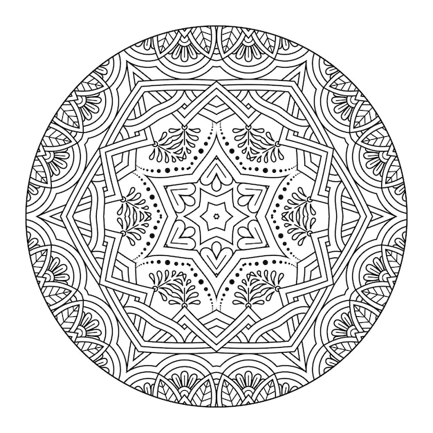 Contour Mandala Pour Cahier De Coloriage. Ornement Rond Décoratif. Modèle De Traitement Anti-stress