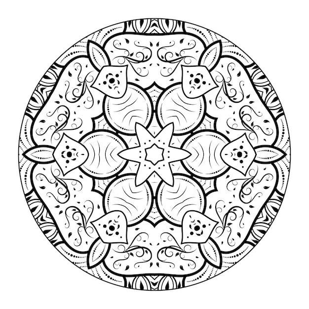 Contour Mandala pour cahier de coloriage. Ornement rond décoratif. Modèle de traitement anti-stress