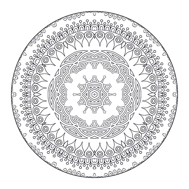 Contour Mandala Pour Cahier De Coloriage. Ornement Rond Décoratif. Modèle De Traitement Anti-stress