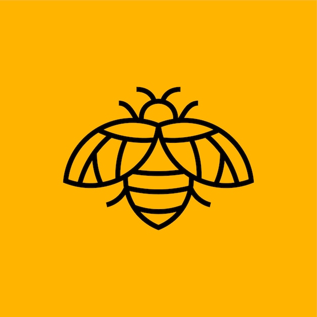 Vecteur contour, monoline, création de logo de ligne abeille