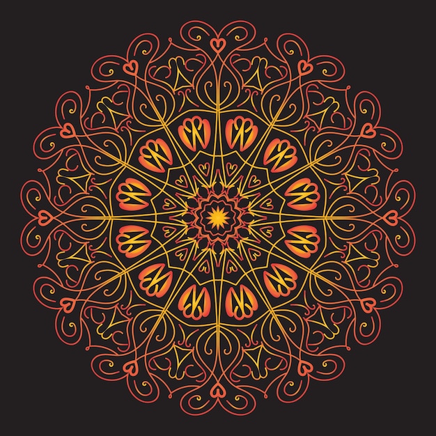Contour d'ornement de mandala à motifs arabesques doodle illustration dessinée à la main style de tatouage au henné