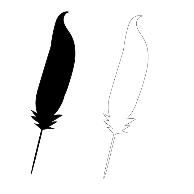 Vecteur contour de plume d'oiseau noir