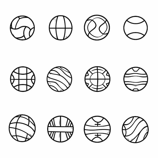 Le Contour Des Silhouettes Des Boules De Panier