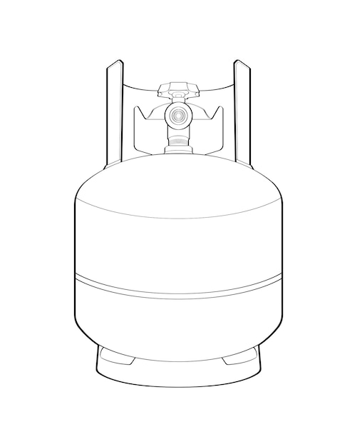Contour De Vecteur De Bouteilles De Gaz Industriels Aperçu De La Conception D'icône Vectorielle De Bouteilles De Gaz Industriels Isolée Sur Fond Blanc