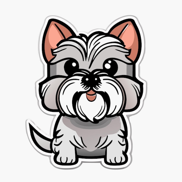 Contour vectoriel de chiot de schnauzer miniature heureux contour blanc