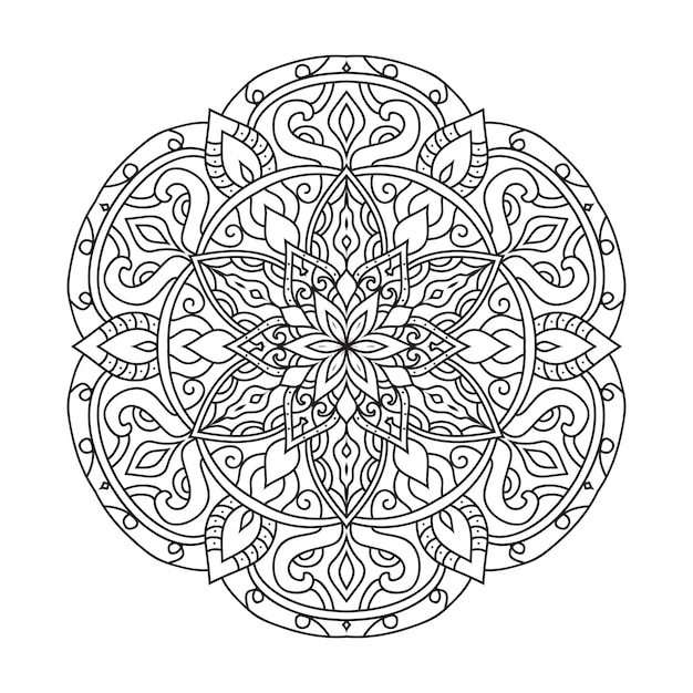 Le contour vectoriel du mandala est une conception décorative et ornementale pour la coloration des cercles du mandala vectoriel.