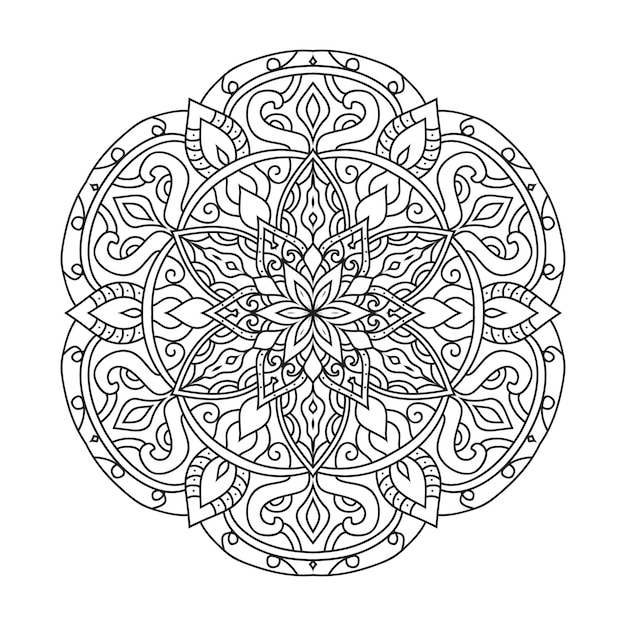 Vecteur le contour vectoriel du mandala est une conception décorative et ornementale pour la coloration des cercles du mandala vectoriel.