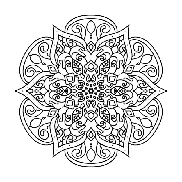 Vecteur le contour vectoriel du mandala est un dessin décoratif et ornemental pour la page de coloration des cercles du mandala vectoriel