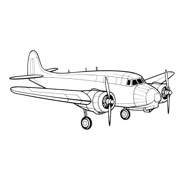 Contour vectoriel minimaliste d'une icône d'avion pour une utilisation polyvalente