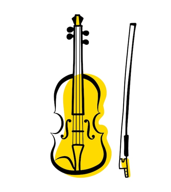 Contour de violon instrument de musique vecteur isolé silhouette icône de doodle dessiné main simple