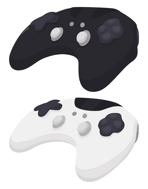 Contrôleurs De Jeux Vidéo Avec Boutons Joysticks Et Dpad Mais Un En Blanc Et L'autre En Noir