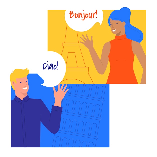 Vecteur conversation dans différentes langues