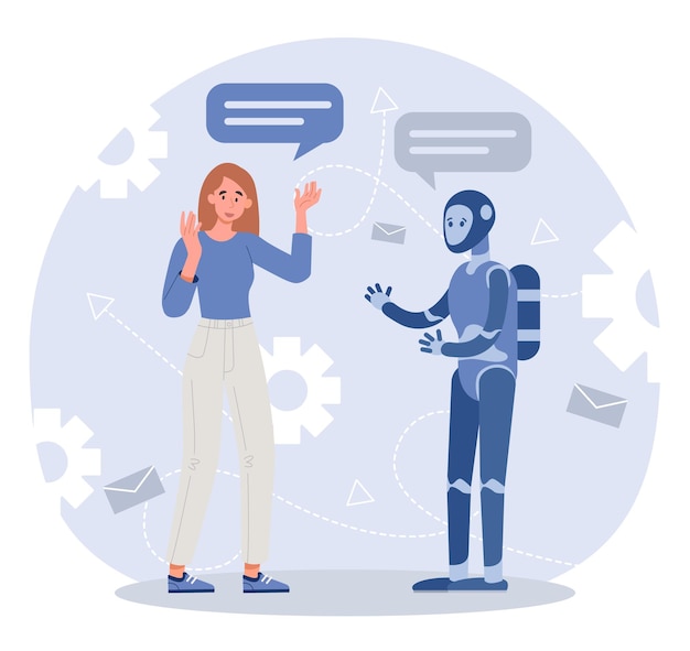 Vecteur conversation avec robot