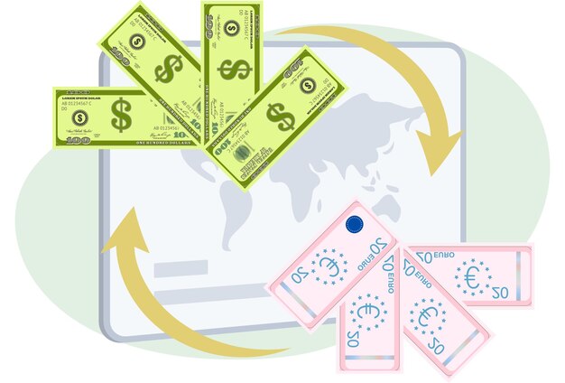 Convertissez le dollar en euro Illustration conceptuelle élégante et belle