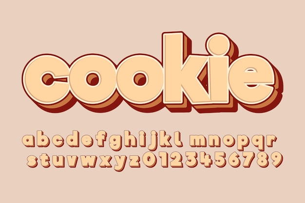 Cookie 3d Alphabet Lettres Typographie Vectorielle