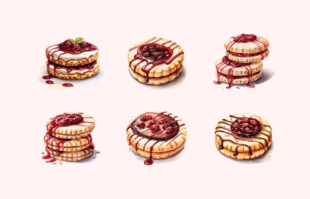 Vecteur cookie linser avec des illustrations de confiture