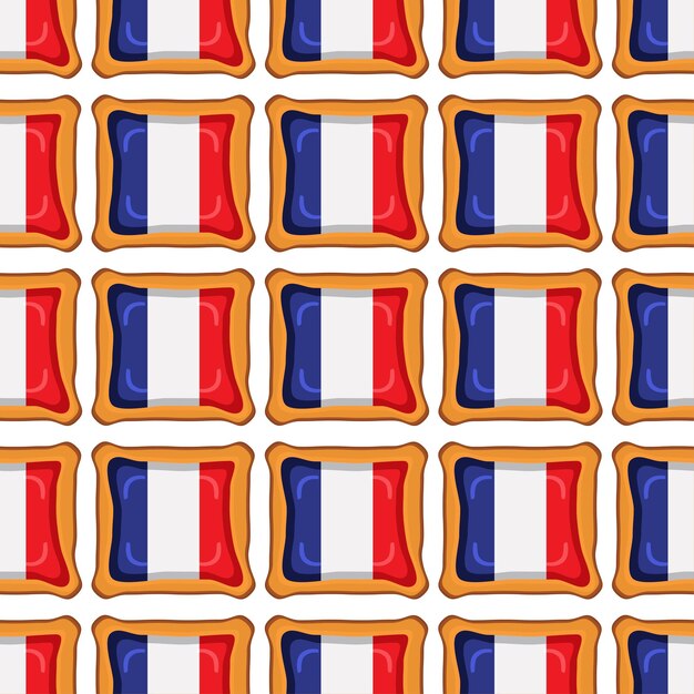 Vecteur cookie à motif avec le pays du drapeau france dans un biscuit savoureux