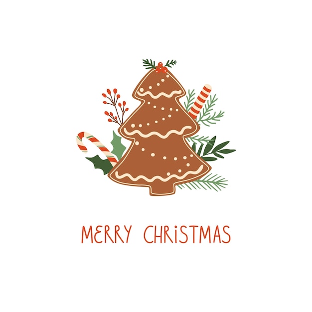Cookie de pain d'épice de Noël élément vectoriel isolé Dessin de dessert de vacances d'hiver savoureux