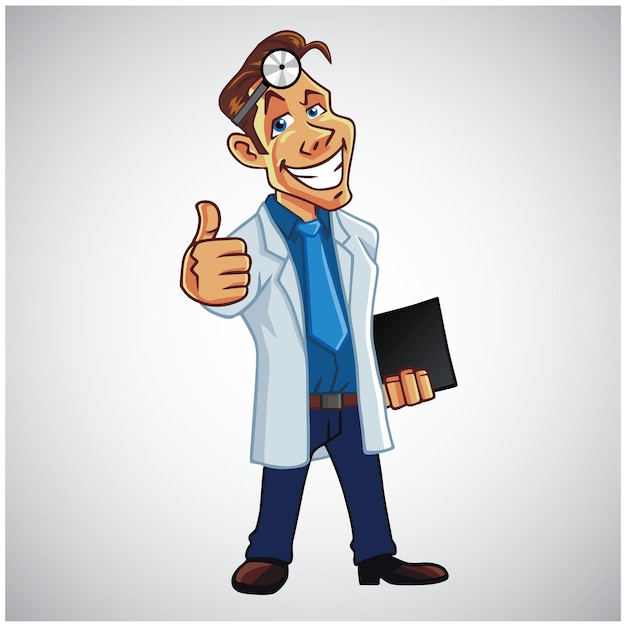 Cool Medical Doctor Cartoon Logo Illustration Character Design Vector