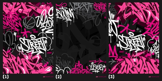 Vecteur cool pink abstract style urbain hiphop graffiti art de rue illustration vectorielle arrière-plan