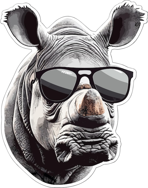 cool Rhinoceros porter un autocollant de lunettes de soleil