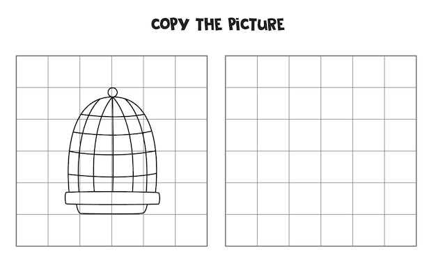 Copiez L'image De La Cage à Oiseaux En Noir Et Blanc Jeu Logique Pour Les Enfants