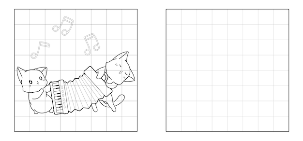 Copiez L'image De Chats Jouent Au Dessin Animé D'accordéon
