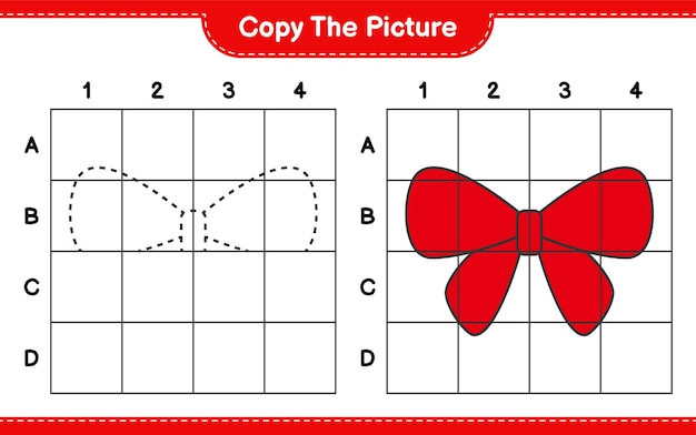 Copiez L'image, Copiez L'image Des Rubans En Utilisant Des Lignes De Quadrillage. Jeu éducatif Pour Enfants, Feuille De Travail Imprimable