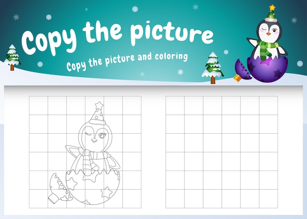 Copiez Le Jeu D'enfants Et La Page De Coloriage Avec Un Pingouin Mignon