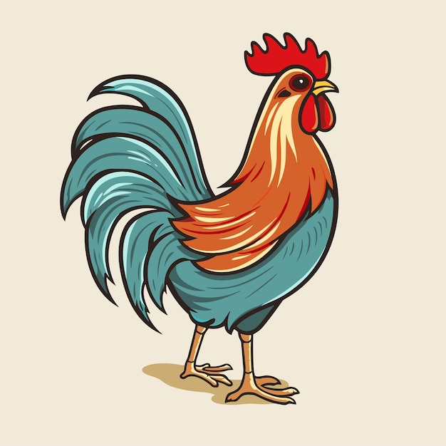 Un Coq Coloré Illustration Vectorielle Coq Un Coq Coloré Lumineux Comme Conception De Modèle De Logo D'icône