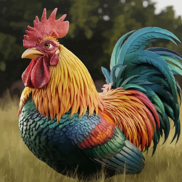Coq de dessin animé en 3D hyperréaliste