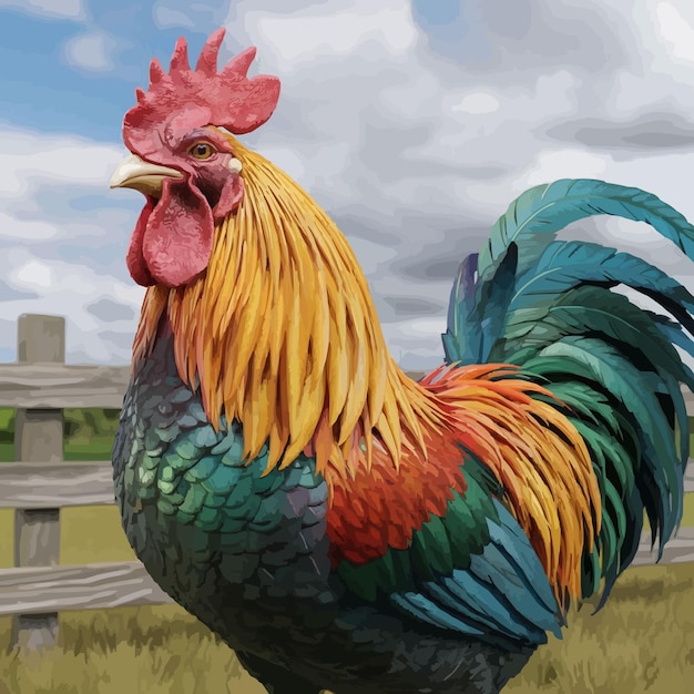 Coq de dessin animé en 3D hyperréaliste