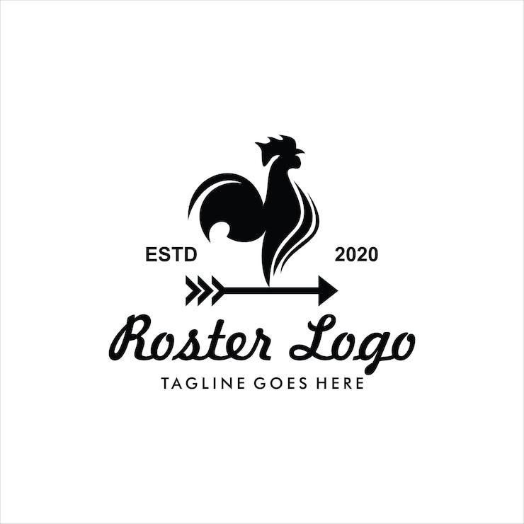 Vecteur coq logo vecteur flèche icône illustration coq emblème ou logo modèle vintage