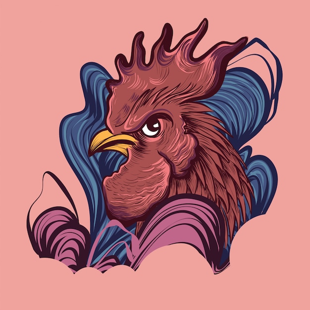 Vecteur coq rouge avec ligne