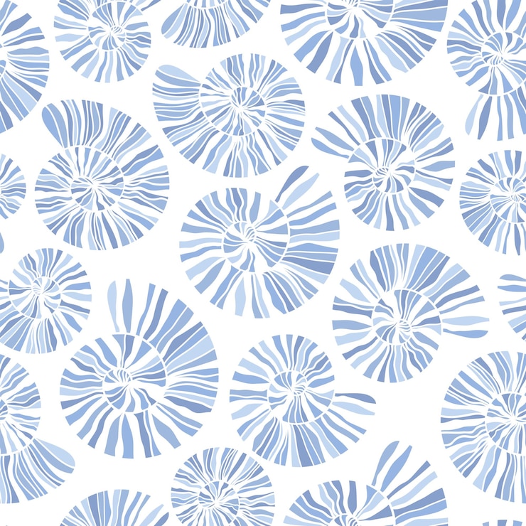 Vecteur coquillages marins et fossiles vectoriels motif sans couture imprimé au bord de la mer textile océanique éléments côtiers