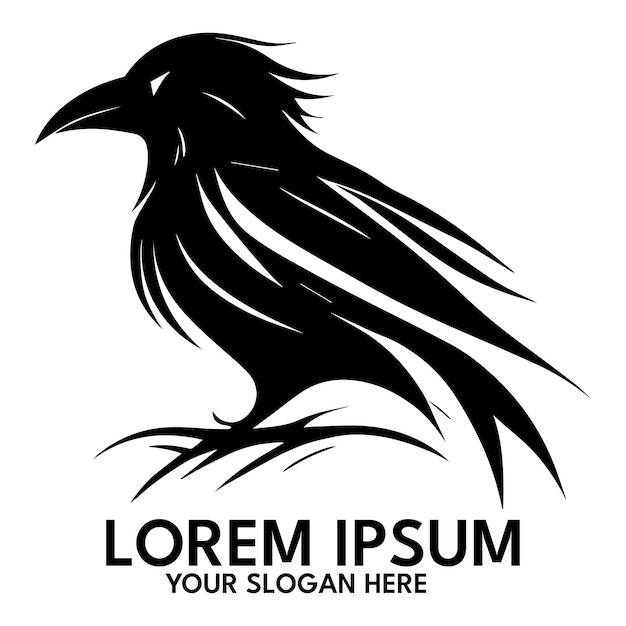 Corbeau silhouette logo style illustration vectorielle