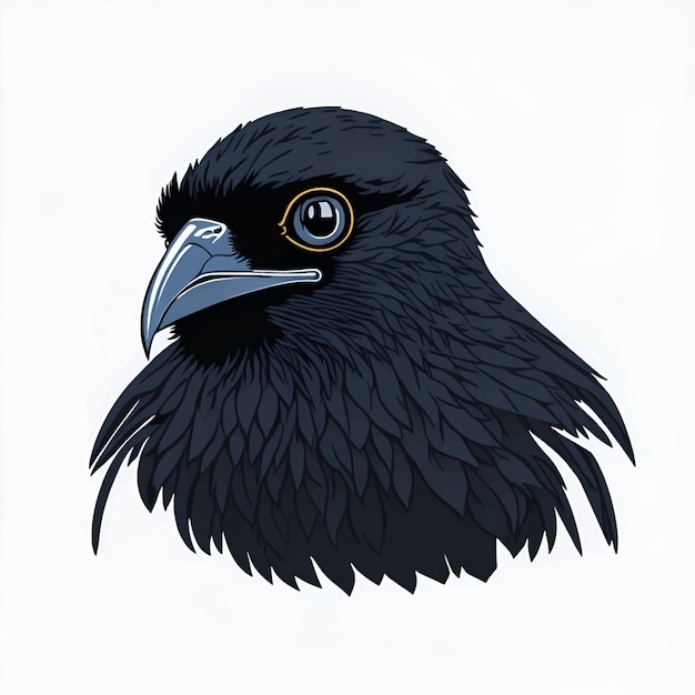 Corbeau Sombre Oiseau Dessin Animé Corbeau Design Plat Vecteur Animal Illustration