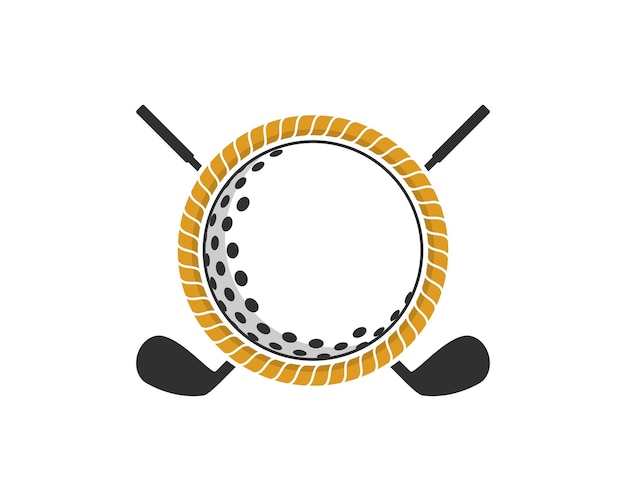 Corde De Cercle Avec Balle De Golf Et Logo Vectoriel De Bâton De Golf