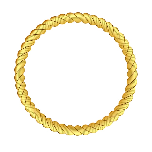 Vecteur corde dorée de boucles de nœuds de corde torsadée nautiques réalistes pour la décoration et la couverture isolées sur tra