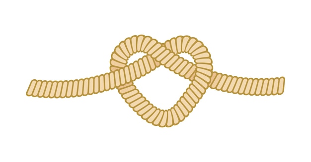 Vecteur corde de mer worh overhand knot, boucle attachée de cordon marin nautique isolé sur fond blanc. corde de voile navi, fil