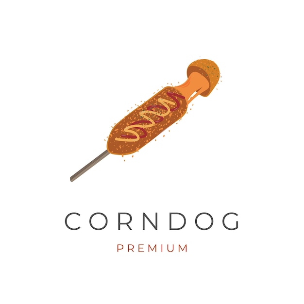 Corndog vector Illustration Logo avec fromage mozzarella fondu