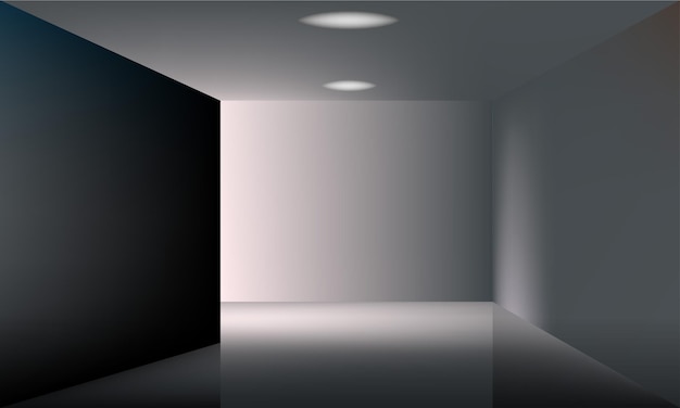 Corner de pièce d'espace vide avec vecteur de lumière solaire illustration réaliste de la perspective intérieure de la maison